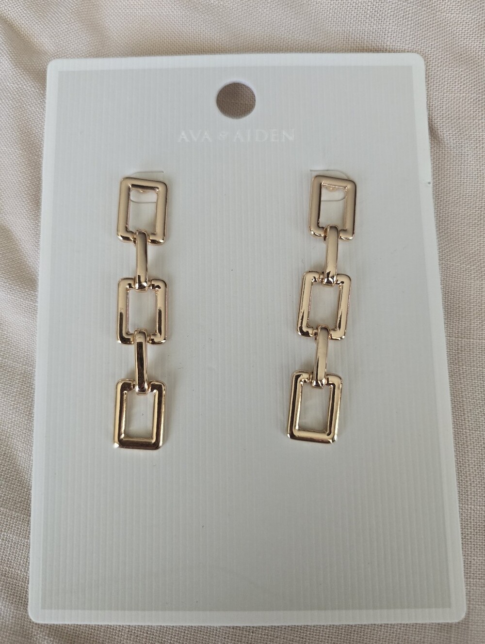 Ava & Aiden Gold Linked Rectangle Drop Earrings